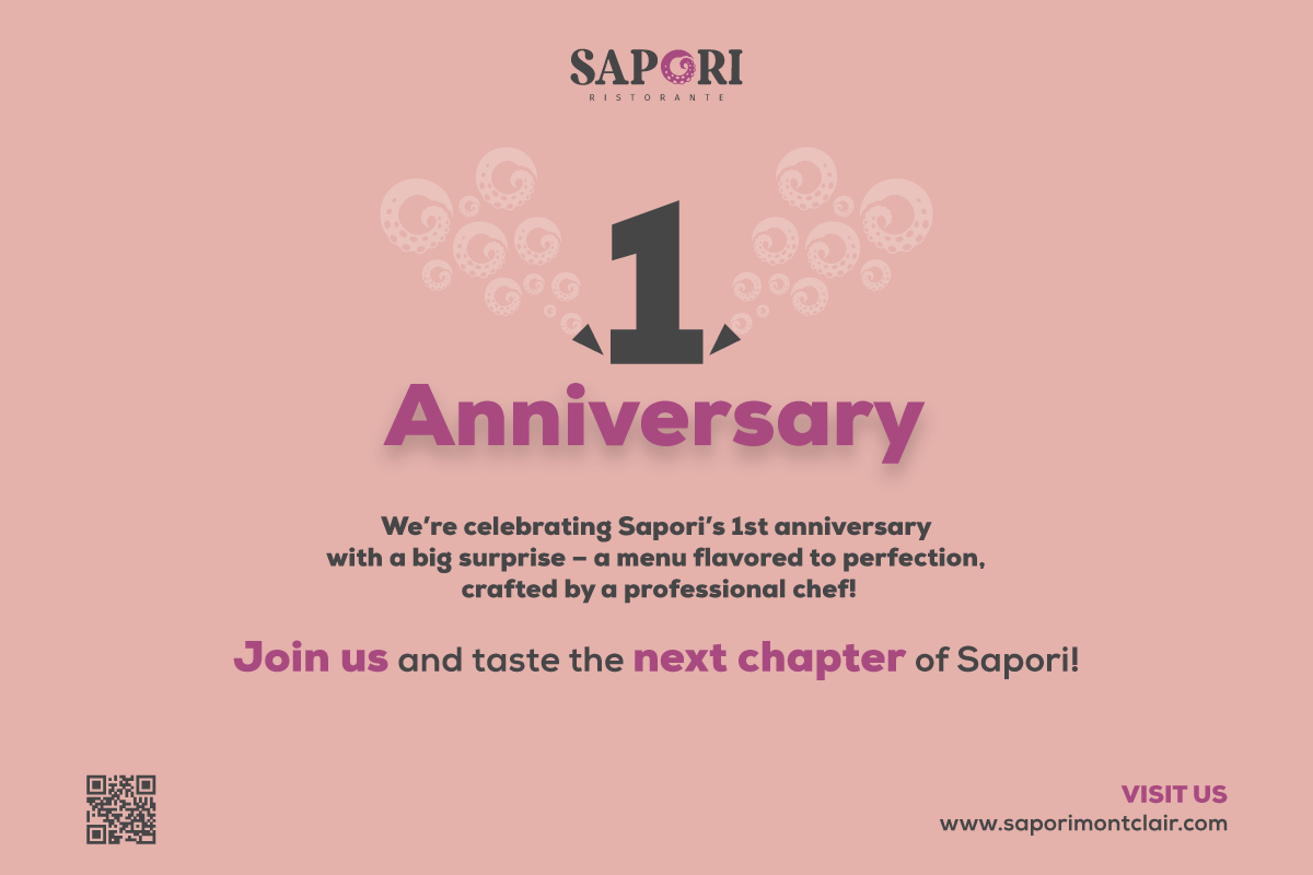 Sapori Ristorante celebrates its 1st anniversary with a new Italian menu in Montclair, NJ