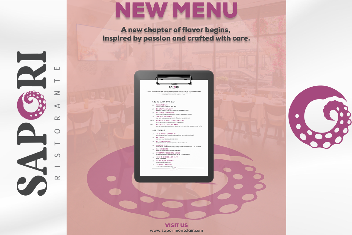 New menu at Sapori Ristorante Montclair – authentic Italian dishes crafted with passion.